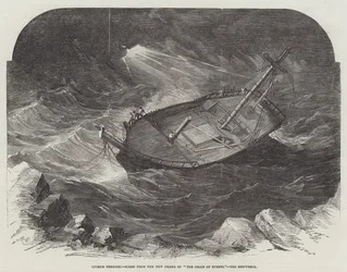 Lyceum Theater, scène uit het nieuwe drama van De keten van gebeurtenissen, het schipbreuk